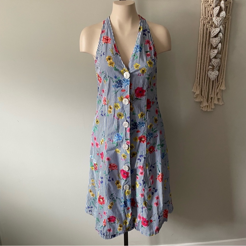 Zara 100% Cotton Front Button Down Striped Midi Dress Size Small - Picture 10 of 10